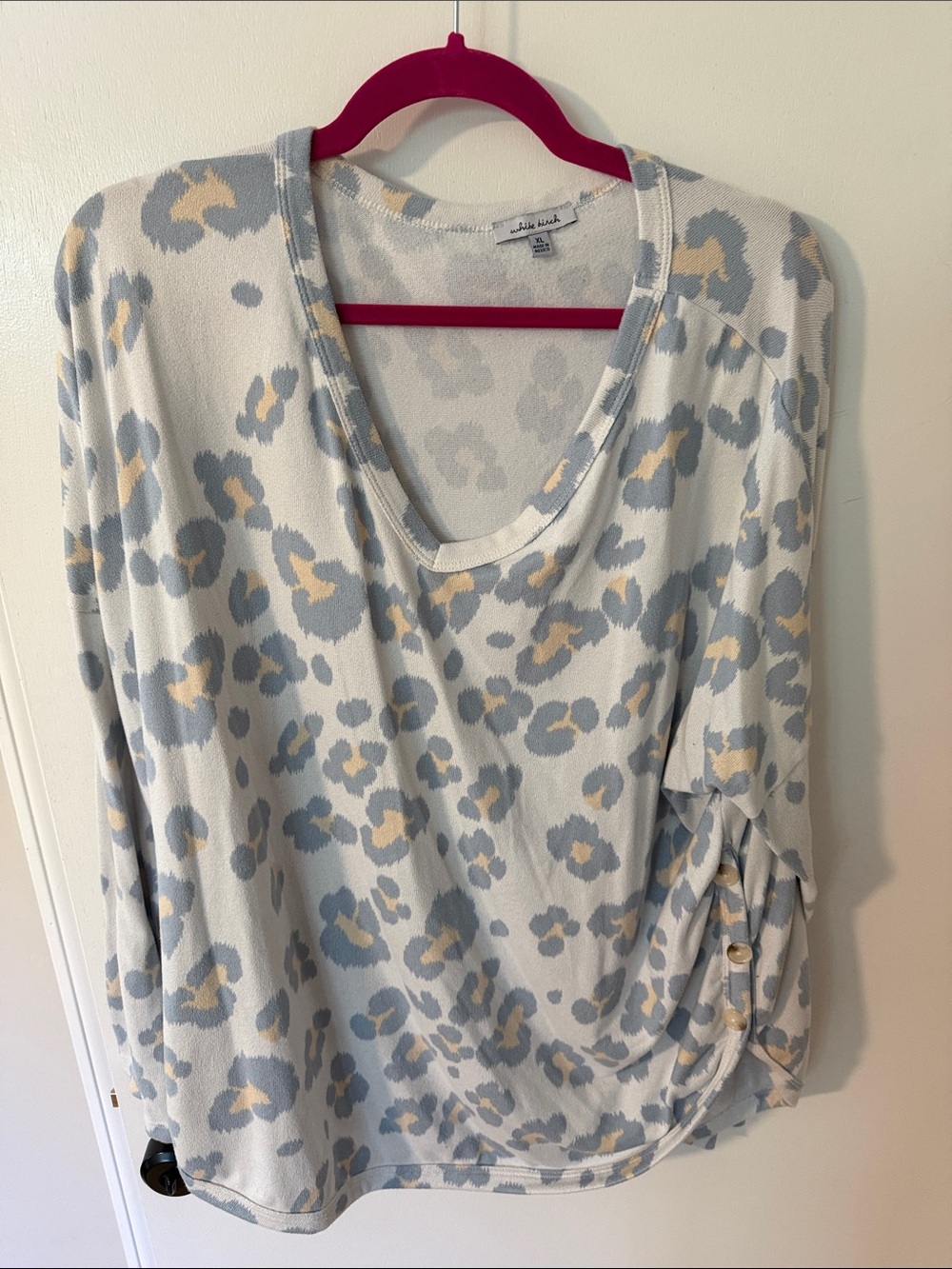 Cream Leopard Print V-Neck Top
